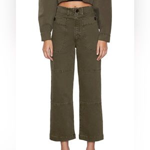 FRAME Oversized Pocket Stretch Cotton Utility Pants in Washed Fatigue